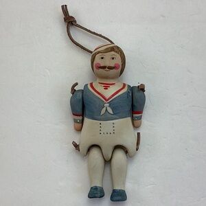 Vintage Porcelain Bisque Mustache Sailor Hanging Toy Ornament Collectible